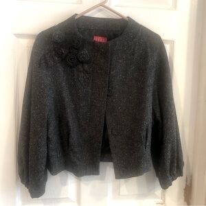 ELLE tweed cropped jacket black and grey size XS